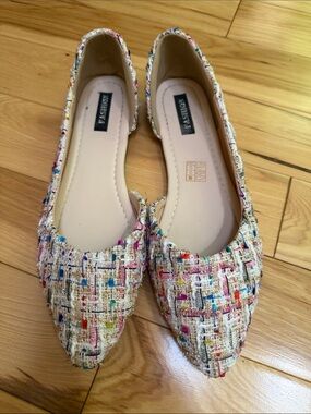 Unbranded Multicolor Tweed Pointed-Toe Ballet Flats